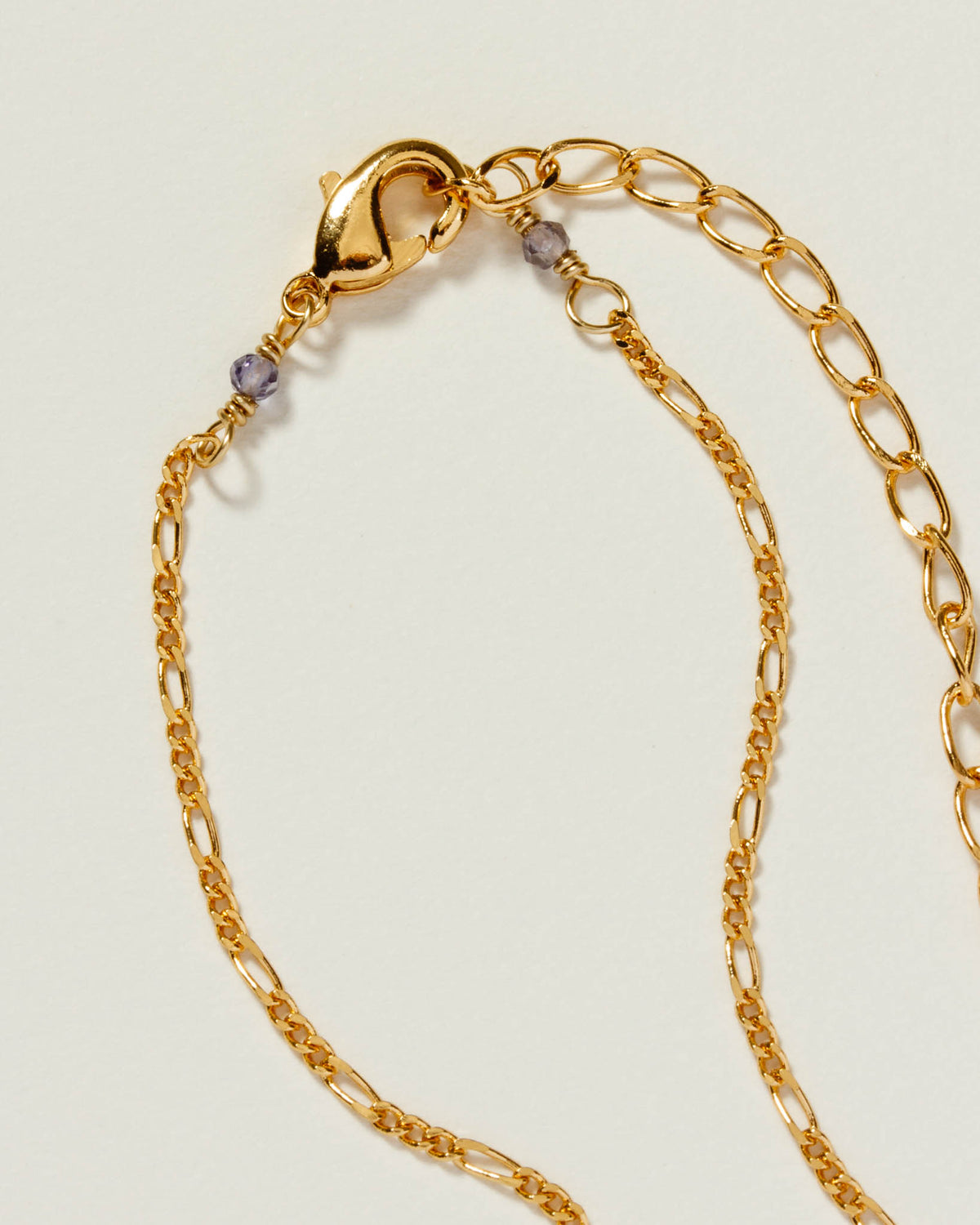 Detail of lobster clasp closure with gemstone beads