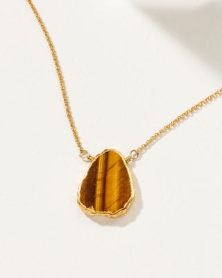 Tiger's Eye Earth, Wind, and Fire Necklace with 14kt gold plated chain by Luna Norte Jewelry.