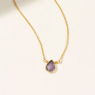 Delicate Gemstone Birthstone Necklace with tanzanite pendant and 14KT gold plated brass chain, December's birthstone