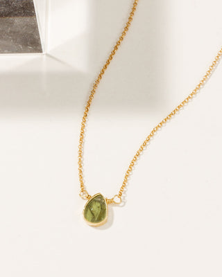Delicate Gemstone Birthstone Necklace with peridot pendant and 14Kt gold plated brass chain, August's birthstone