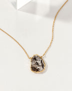 Tourmalinated Quartz Earth, Wind, and Fire Necklace with gold-plated chain