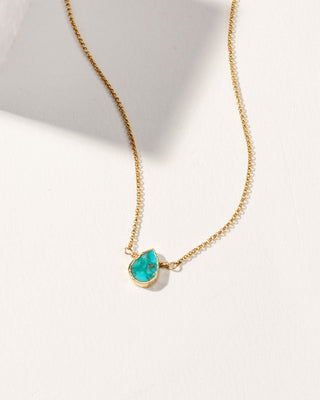 Delicate Gemstone Birthstone Necklace with turquoise pendant and 14Kt gold plated brass chain, December's birthstone