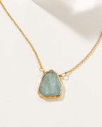 Aquamarine Earth, Wind, and Fire Necklace with gold plated chain