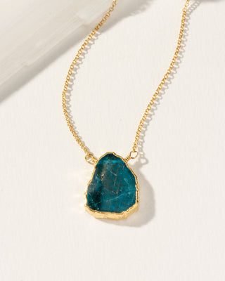 Apatite Earth, Wind, and Fire Necklace with 14kt gold plated chain by Luna Norte Jewelry