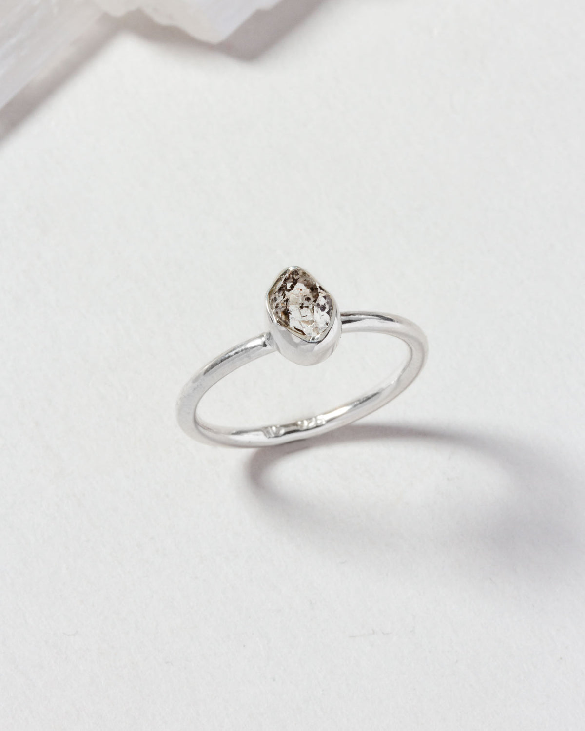 Shine On Herkimer Quartz ring in silver.