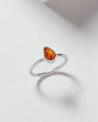 Shine On Amber Ring - Silver