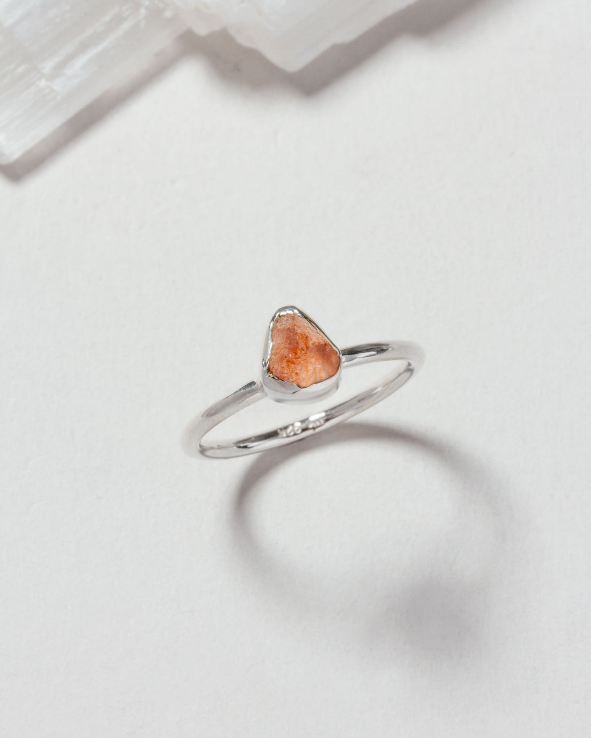 Silver ring featuring a genuine Sunstone.