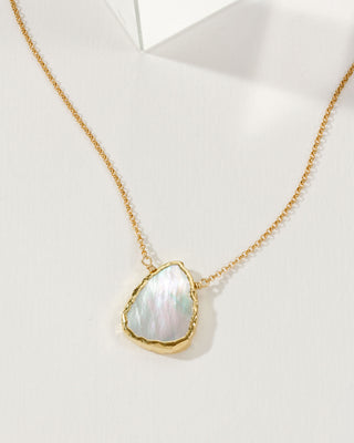 Mother of Pearl Earth, Wind, and Fire Necklace with 14kt gold plated chain by Luna Norte Jewelry