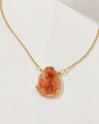 Sunstone Earth, Wind, and Fire Necklace with 14kt gold plated chain by Luna Norte Jewelry.