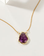 Amethyst Earth, Wind, and Fire Necklace with gold plated chain