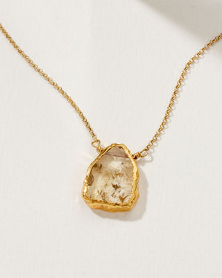 Citrine Earth, Wind, and Fire Necklace with 14kt gold plated chain by Luna Norte Jewelry.