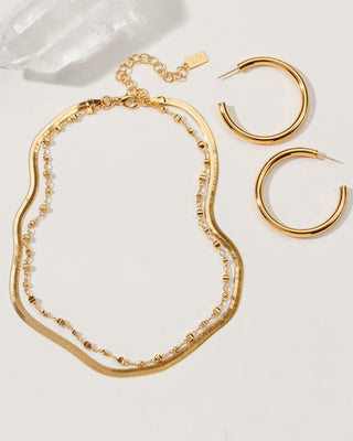 Rudiments Necklace and Hoop Earring Set