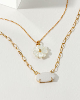 Blooming Druzy Gemstone Layered Necklace Set