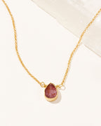 Delicate Gemstone Birthstone Necklace with ruby pendant and gold-plated chain, July's birthstone