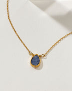 14k Gold Plated Brass necklace with a December-Tanzanite gemstone.