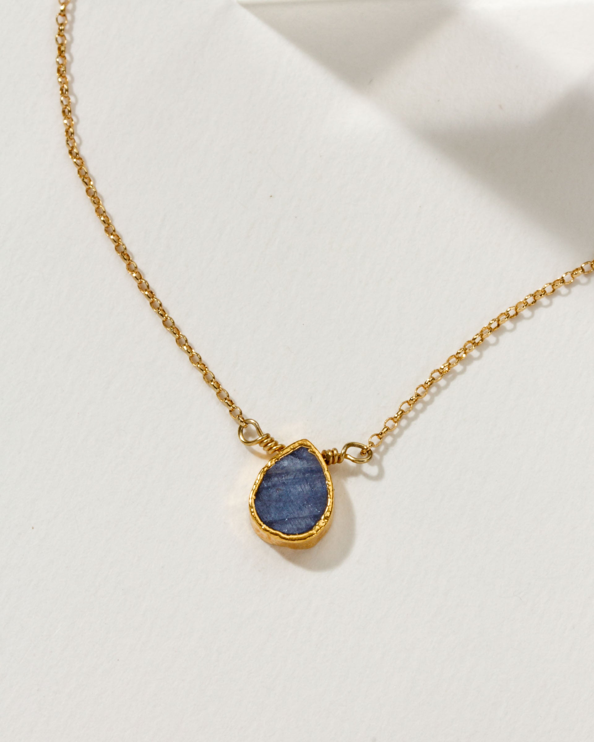 14k Gold Plated Brass necklace with a December-Tanzanite gemstone.