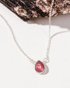 Gemstone Birthstone Necklace with tourmaline pendant and silver-plated chain, October's birthstone