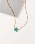 Gemstone Birthstone Necklace with turquoise pendant and gold-plated chain, December's birthstone